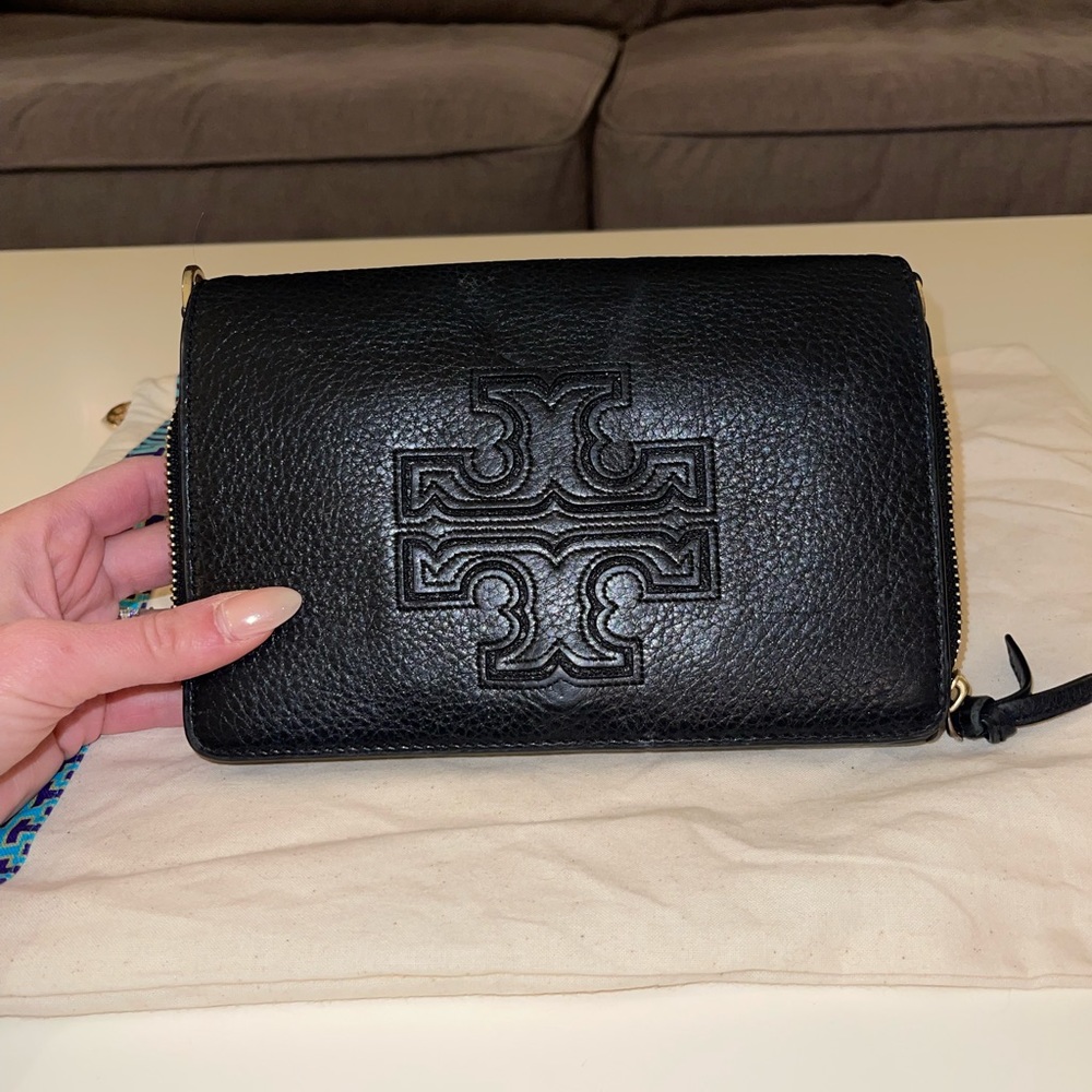 Tory Burch Black Leather Clutch